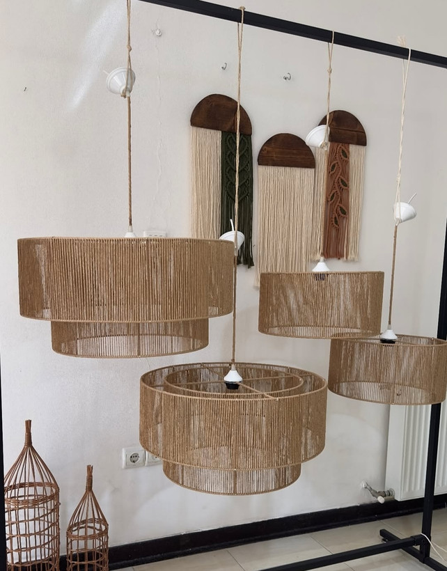 لوستر استوانه رافیا